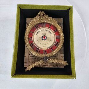 Vintage Jacques Thuret Paris Style Miniature Clock With Stand & Box AS IS